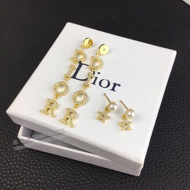 Dior飾品 迪奧經典熱銷款字母星星長款925銀針耳釘耳環  zgd1440